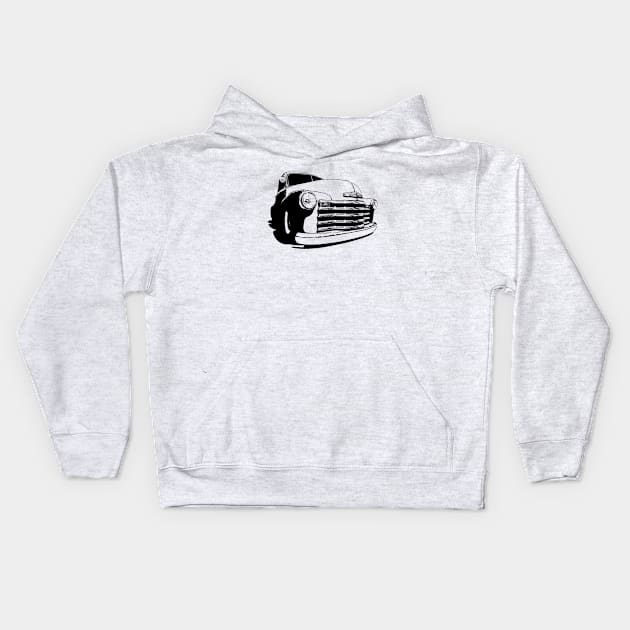 Chevy 3100 Pickup - stylized monochrome Kids Hoodie by mal_photography